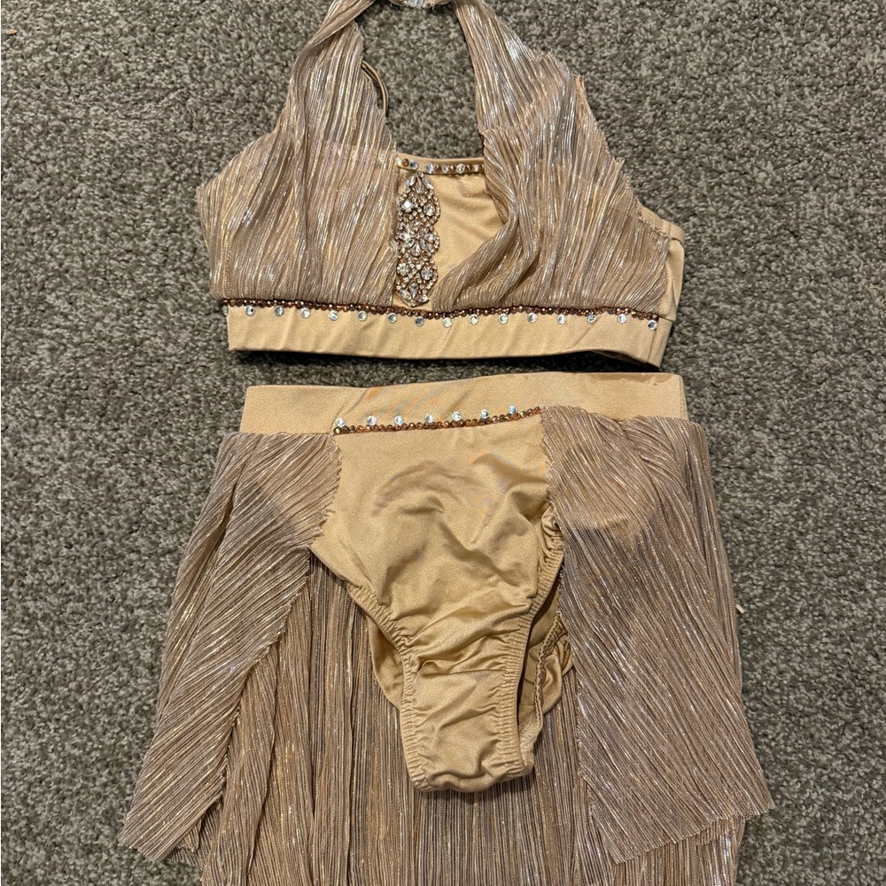 Gold lyrical dance costume with stoning Double Platinum